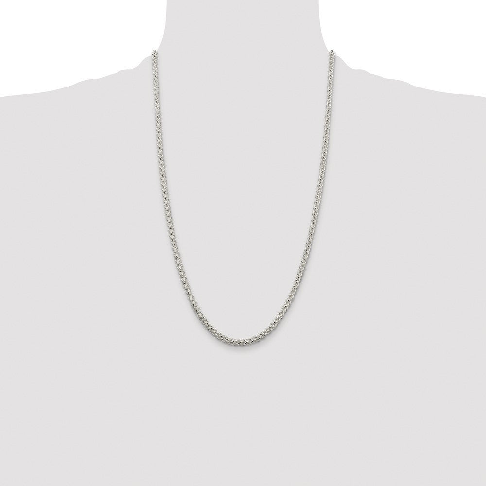 Sterling Silver Rhodium-plated 4mm Round Spiga Chain Necklace 26"