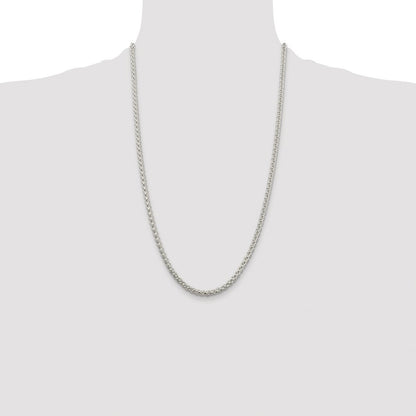 Sterling Silver Rhodium-plated 4mm Round Spiga Chain Necklace 26"