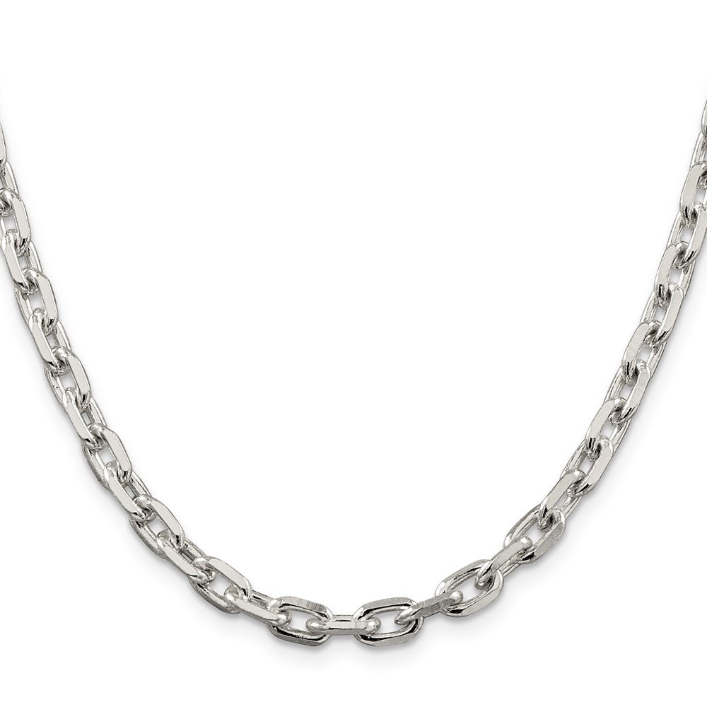 Sterling Silver 5.4mm Beveled Oval Cable Chain Necklace 22"