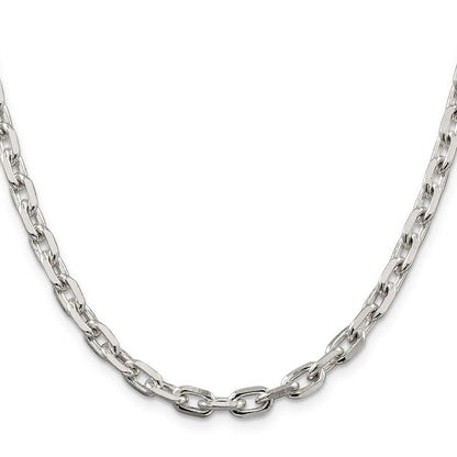 Sterling Silver 5.4mm Beveled Oval Cable Chain Necklace 22"