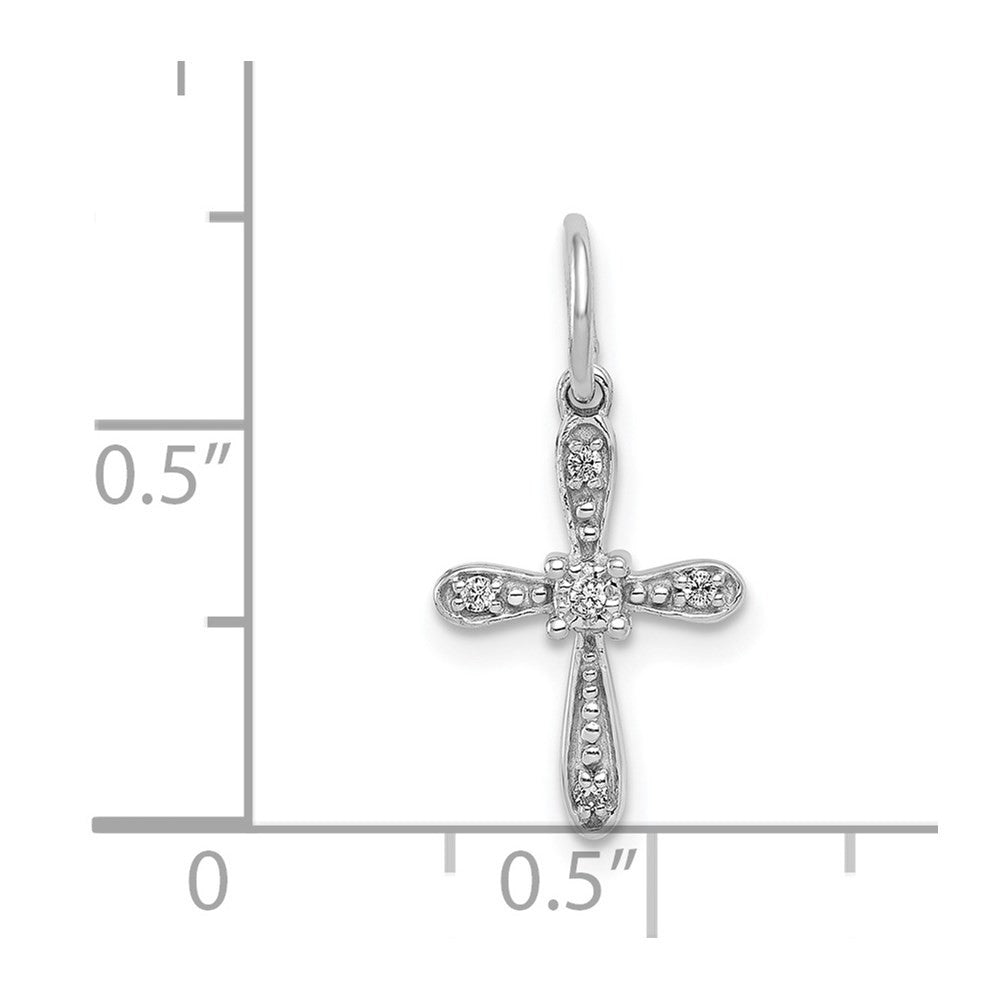 14k White Gold .03ct. Diamond Cross Charm Pendant