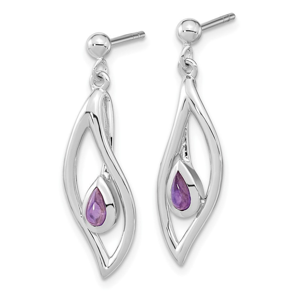 Sterling Silver Rh-plated Amethyst Dangle Earrings