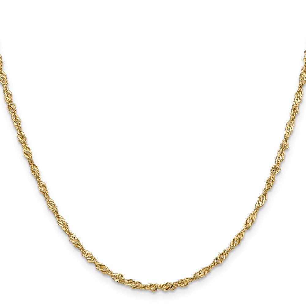 14k Yellow Gold 2mm Singapore with Lobster Clasp Chain Necklace 18"