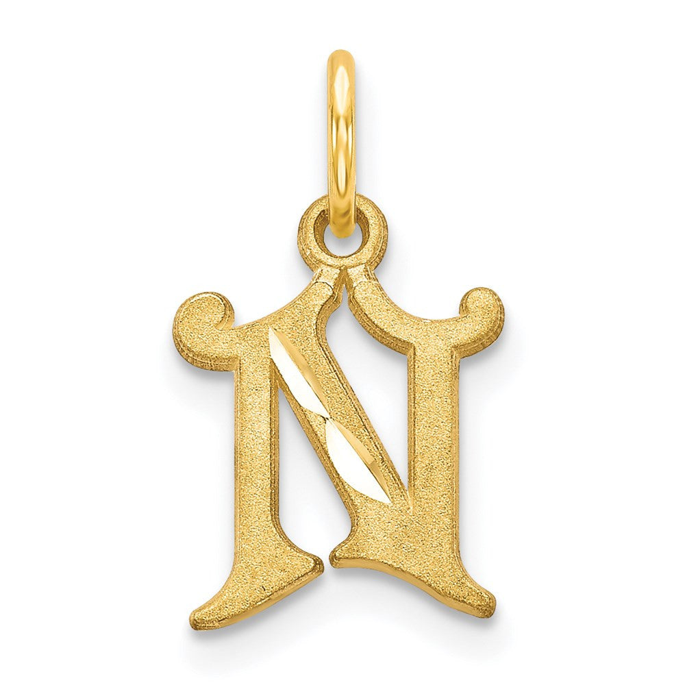 14k Yellow Gold Letter N Initial Charm Pendant