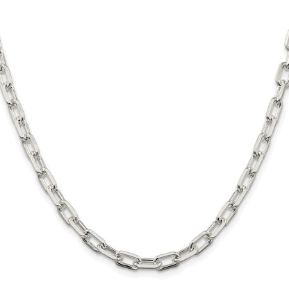 Sterling Silver 5.75mm Diamond-cut Long Link Cable Chain Necklace 24"