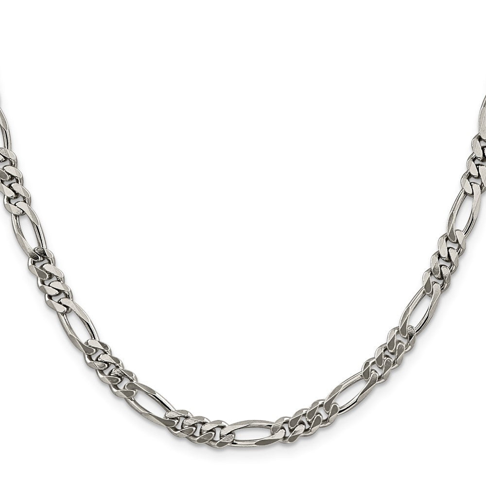 Sterling Silver Rhodium-plated 5.25mm Figaro Chain Necklace 22"