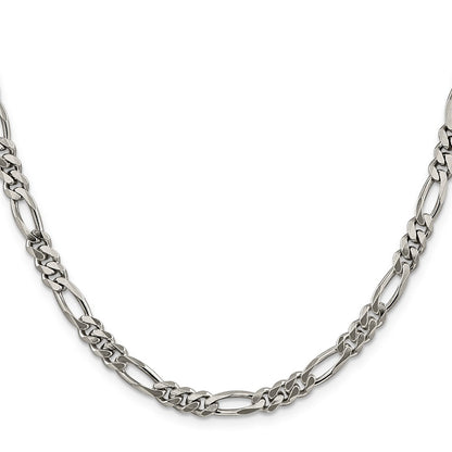 Sterling Silver Rhodium-plated 5.25mm Figaro Chain Necklace 22"