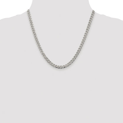 Sterling Silver Rhodium-plated 5.5mm Pav� Curb Chain Necklace 20"