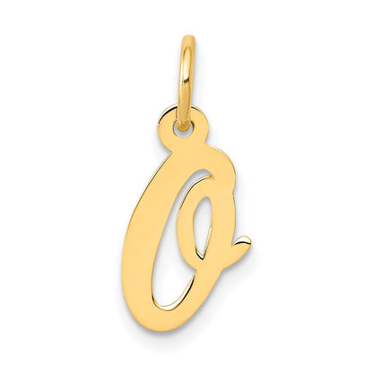14k Yellow Gold Small Script Letter O Initial Charm Pendant