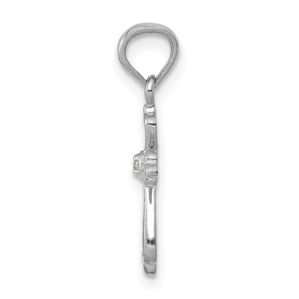 14k White Gold Diamond Accented Cross Pendant