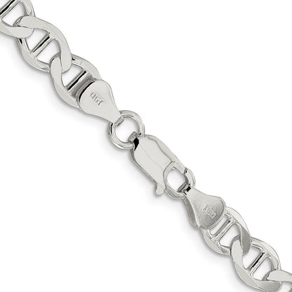 Sterling Silver 7.1mm Flat Anchor Chain Necklace 24"