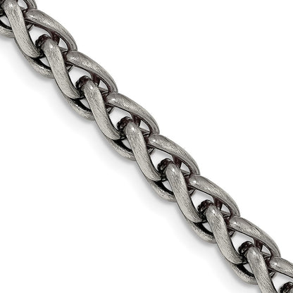 Sterling Silver Antiqued 6mm Round Spiga Chain Necklace 24"
