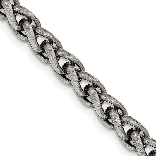Sterling Silver Antiqued 6mm Round Spiga Chain Necklace 24"