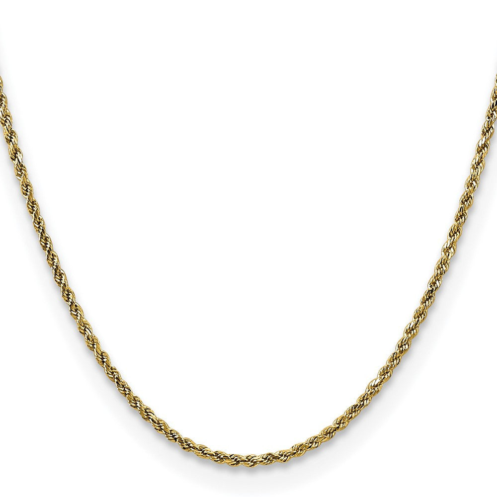 14k Yellow Gold 2.25mm Semi Solid Diamond-cut Rope Chain Necklace 24"