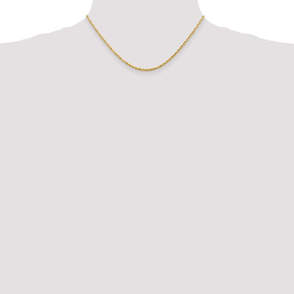 14k Yellow Gold 2.25mm Ultra Diamond-cut Rope Chain Necklace 16"