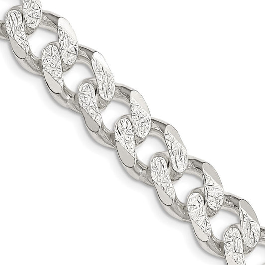 Sterling Silver 11.0mm Pav� Curb Chain Necklace 24"