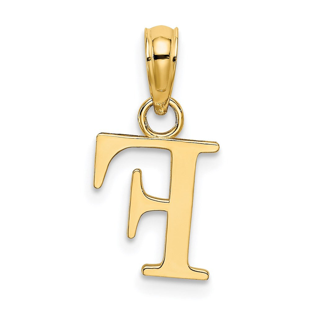 14k Yellow Gold Polished Block Letter F Initial Pendant