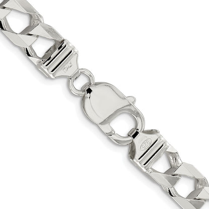 Sterling Silver Rhodium-plated Diamond-Cut Square Curb Chain Necklace 24"