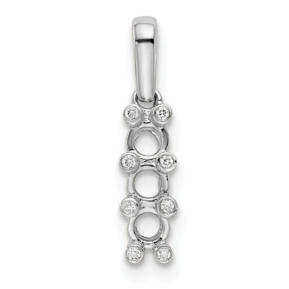 14k White Gold Family Jewelry Diamond Semi-Set Pendant