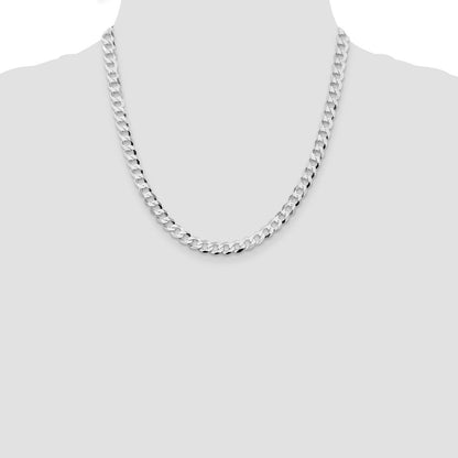 Sterling Silver Rhodium-plated 6.8mm Flat Curb Chain Necklace 20"