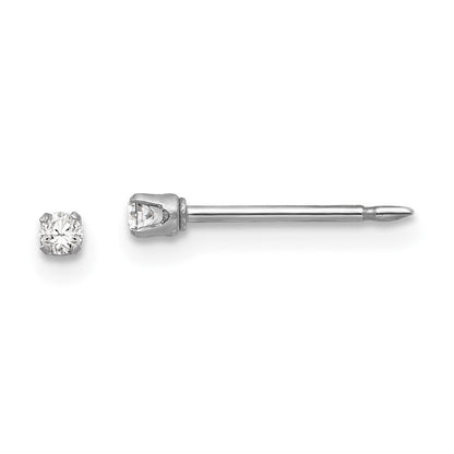 18k White Gold 2mm Cubic Zirconia Stud Earrings