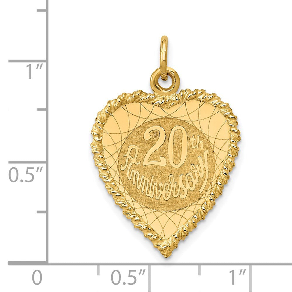 14k Yellow Gold Happy 20th ANNIVERSARY Charm Pendant