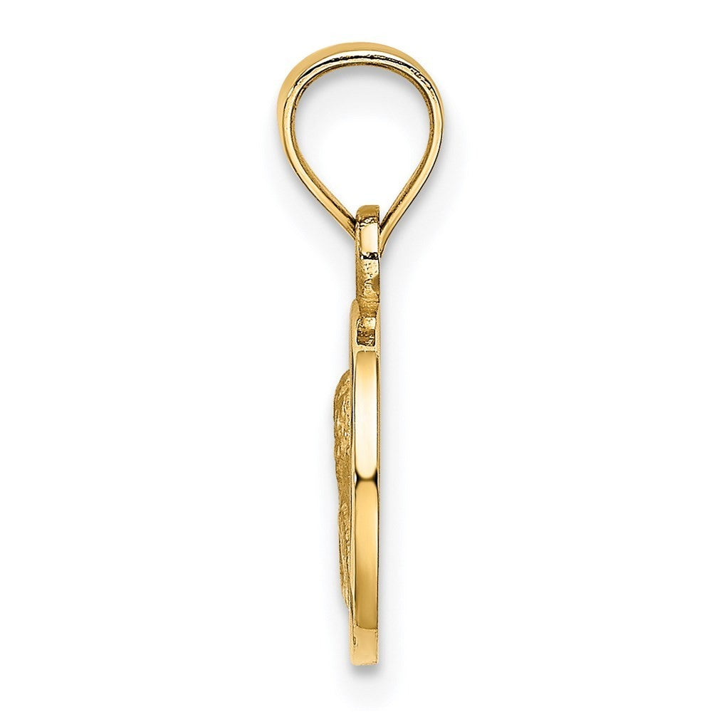 14k Yellow Gold 10mm Engraved Angel Coin Charm Pendant