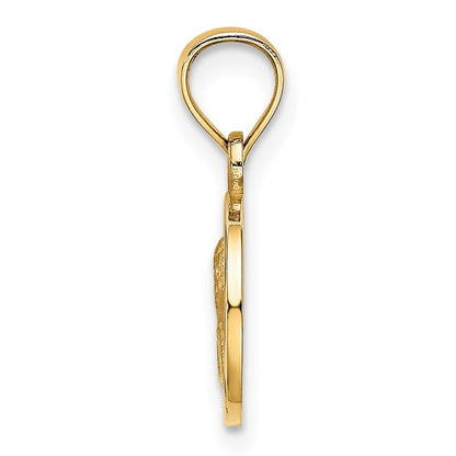 14k Yellow Gold 10mm Engraved Angel Coin Charm Pendant