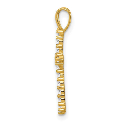14k Yellow Gold Polished CZ Cross Chain Slide