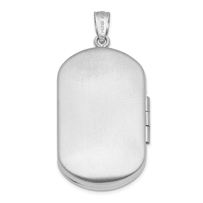 Sterling Silver Rhodium-plated Cross Rectangular Locket Pendant