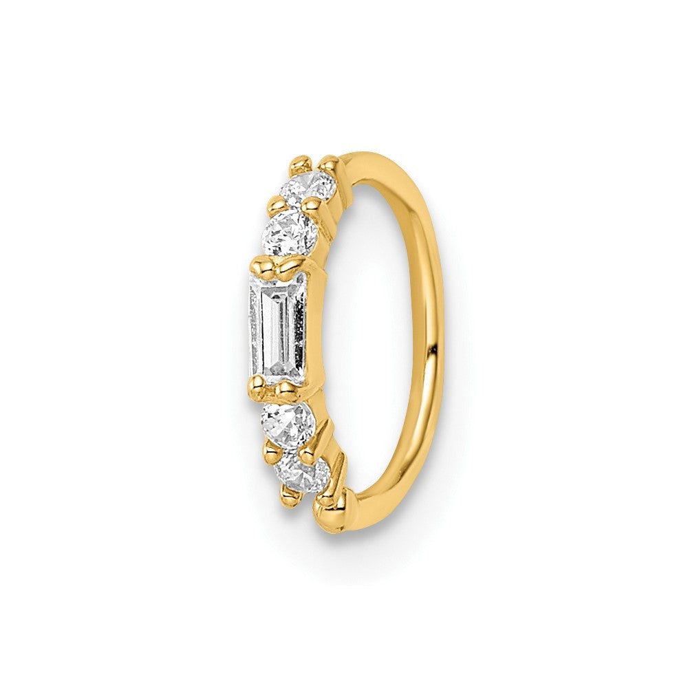 14k Yellow Gold 20 Gauge CZ Nose Ring / Ear Cuff