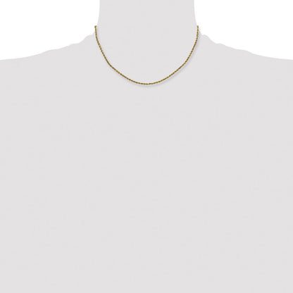 14k Yellow Gold 2.25mm Semi Solid Diamond-cut Rope Chain Necklace 16"