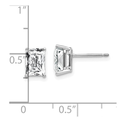 14k White Gold 7x5mm Radiant Cut Cubic Zirconia Stud Earrings