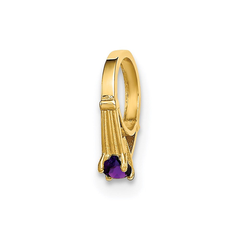 14k Yellow Gold 3D Ring with Dark Purple CZ Charm Pendant