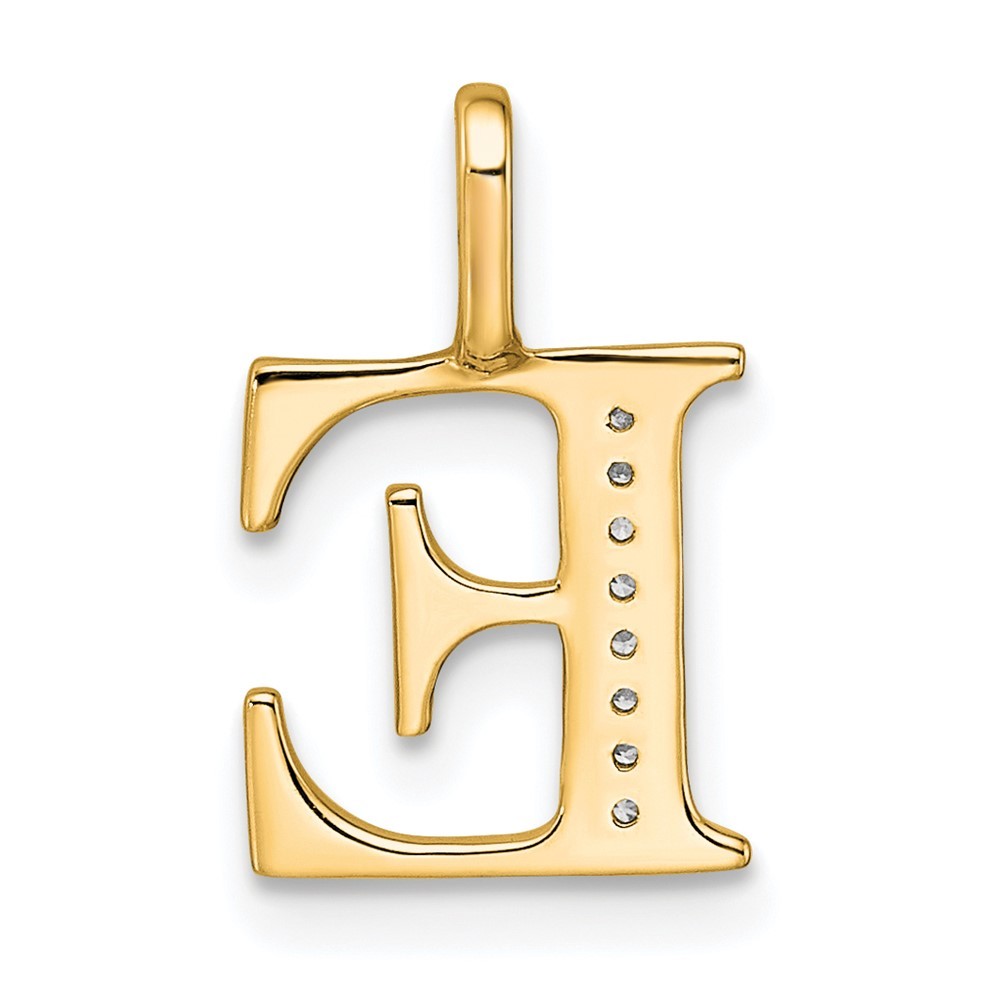 14k Yellow Gold Diamond Letter E Initial Pendant