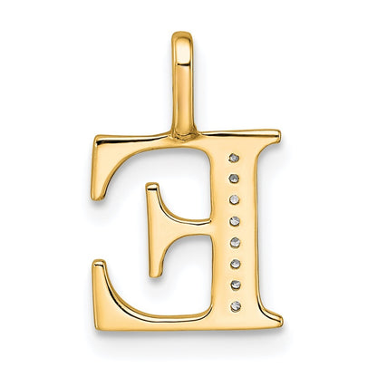 14k Yellow Gold Diamond Letter E Initial Pendant