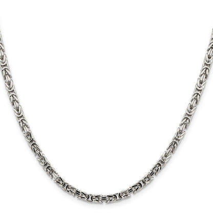 Sterling Silver 3.25mm Byzantine Chain Necklace 20"