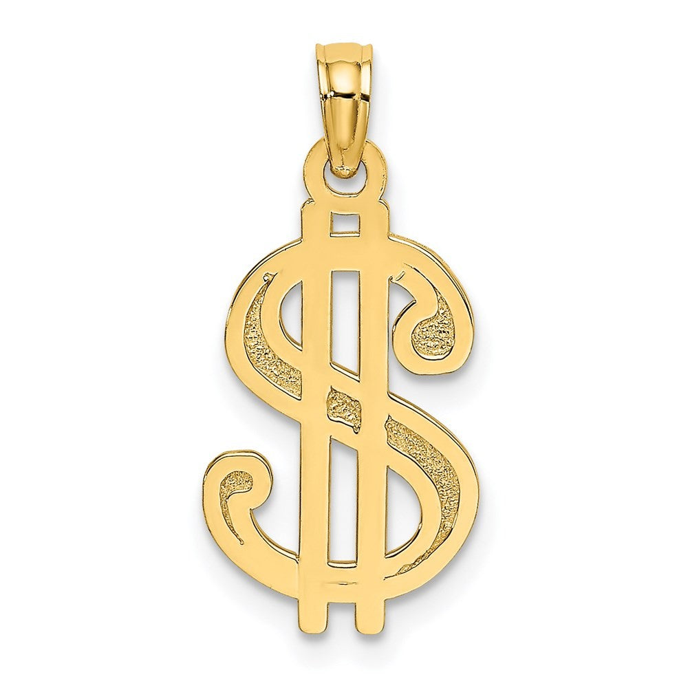 14k Yellow Gold Textured Dollar Sign Charm Pendant