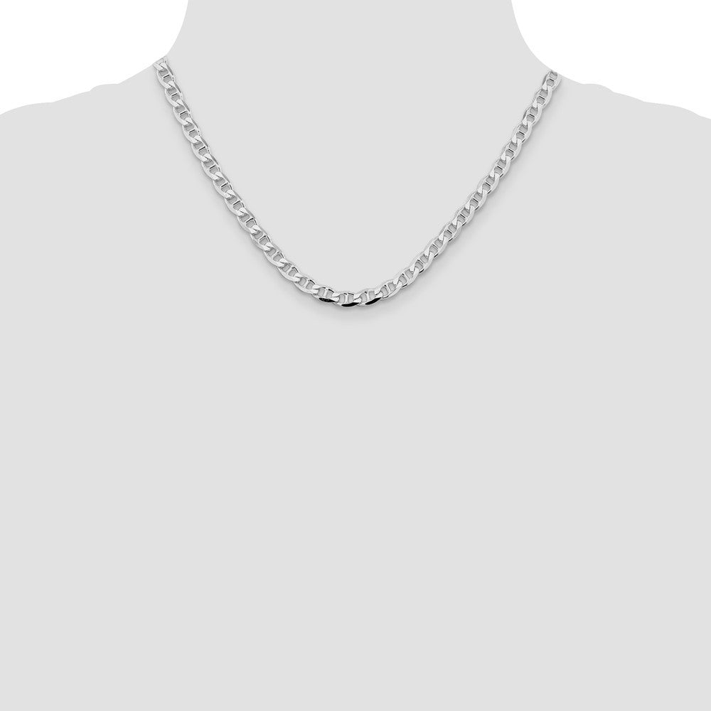 Sterling Silver 5.7mm Diamond-Cut Flat Anchor Curb Chain Necklace 18"