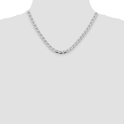Sterling Silver 5.7mm Diamond-Cut Flat Anchor Curb Chain Necklace 18"