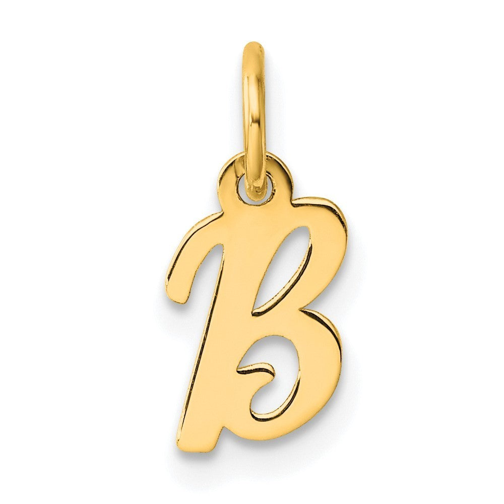 14k Yellow Gold Small Script Letter B Initial Charm Pendant