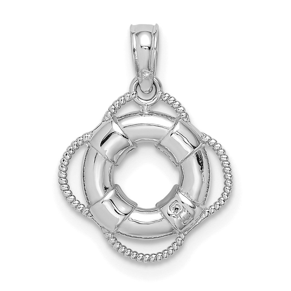 14k White Gold White 3D Lifesaver Pendant