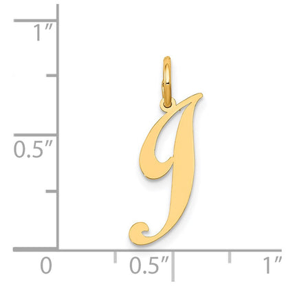 14k Yellow Gold Small Fancy Script Letter J Initial Charm Pendant
