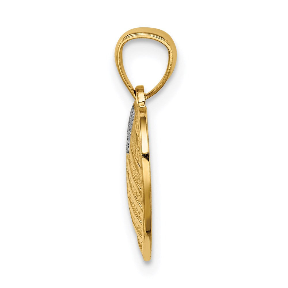 14k Yellow Gold Rhodium US Flag With Cross Heart Pendant