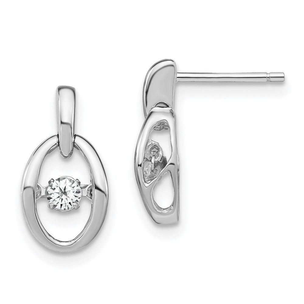 Sterling Silver Rhodium CZ Birthstone Vibrant Dangle Earrings