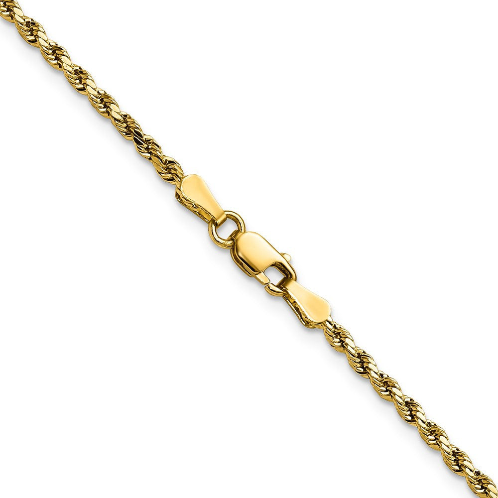 14k Yellow Gold 2.25mm Semi Solid Diamond-cut Rope Chain Necklace 16"