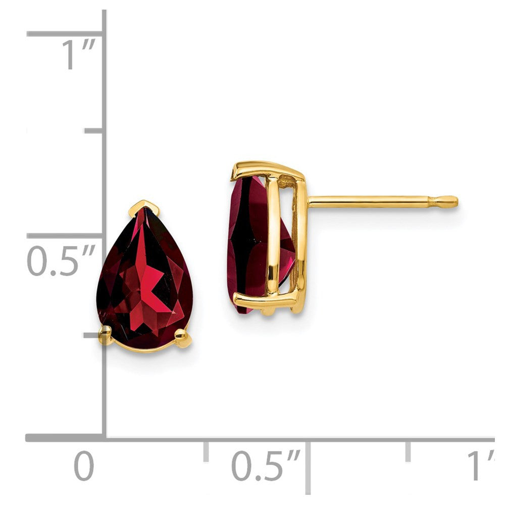 14k Yellow Gold 9x6mm Pear Garnet Stud Earrings