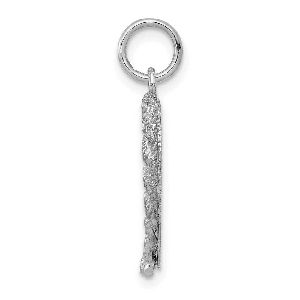 14k White Gold Etched Design .013 Gauge Engravable Heart Charm Pendant