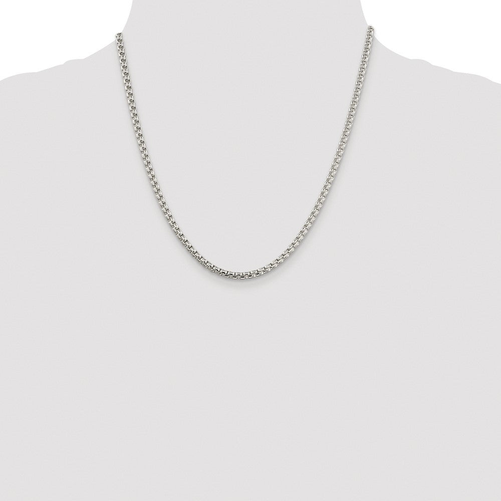 Sterling Silver Rhodium-plated 3.6mm Round Box Chain Necklace 20"