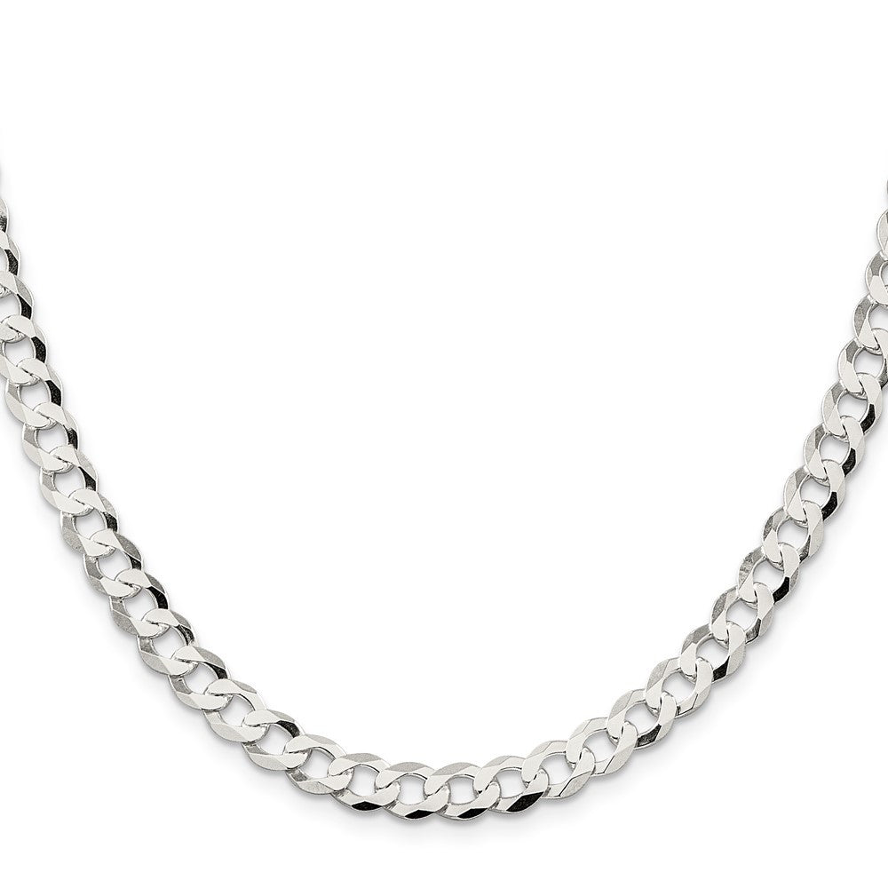 Sterling Silver 6.8mm Flat Curb Chain Necklace 26"